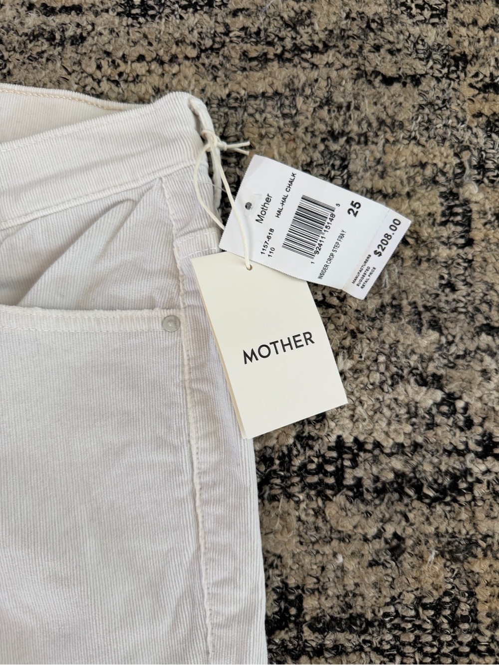 MOTHER Straight-Leg White Jeans with Raw Hem - Picture 3 of 7
